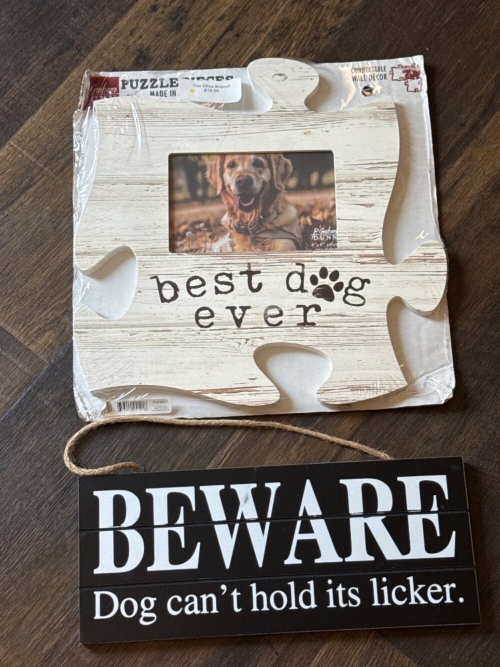 Set of 2 Wooden Dog Wall Signs Hangings New